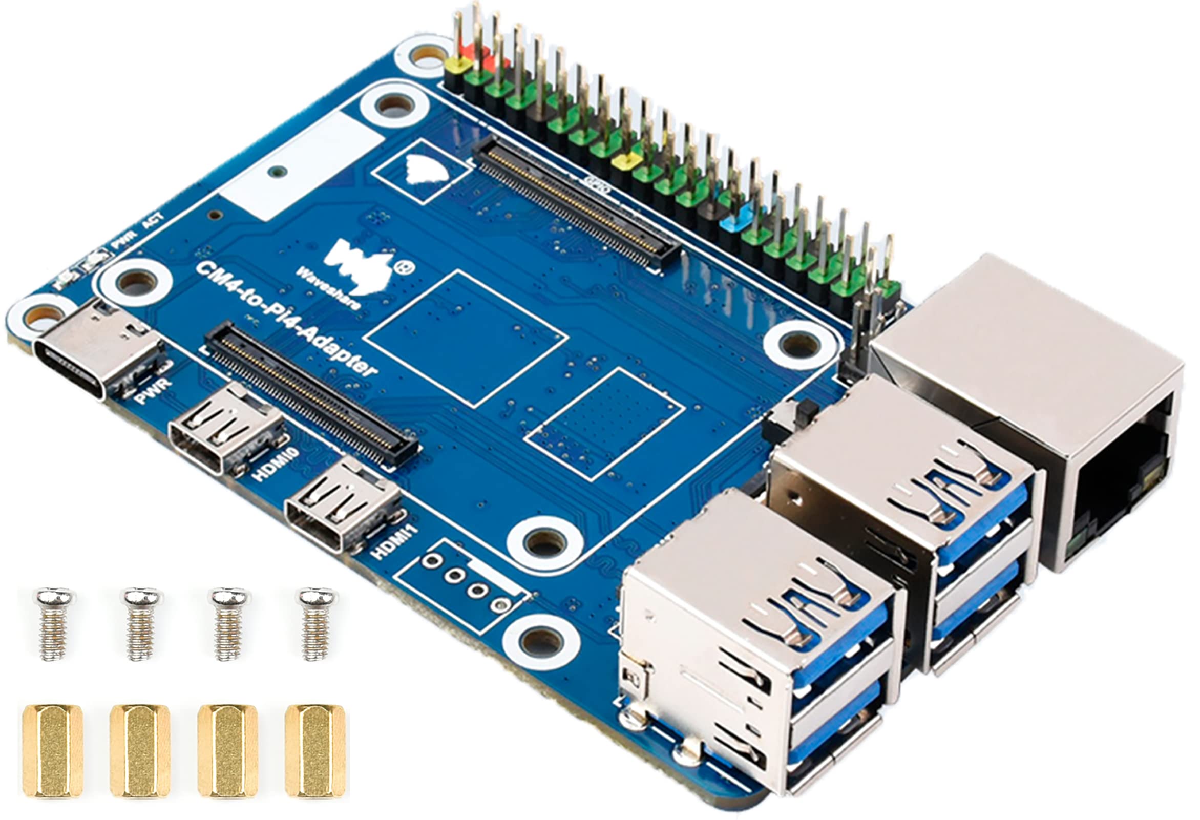 Photo 1 of Compute Module 4 to Raspberry Pi 4 Adapter, Connect CM4 to Replace Raspberry Pi 4B, Alternative for Pi 4,Onboard 4-ch USB 3.0,RJ45 Gigabit Ethernet Port,PoE Header,Compatible with Pi 4B Series Hats