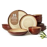 Pokini 16 Piece Double Bowl Plates and Bowls