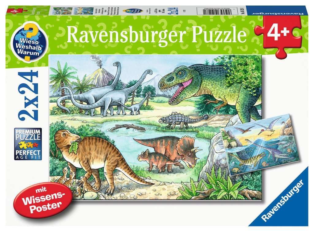 Ravensburger Children's Puzzle - 05128 Dinosaurs and Their Habitats - 2 x 24 Pieces Wieso? Weshalb? Warum? Puzzle for Children from 4 Years