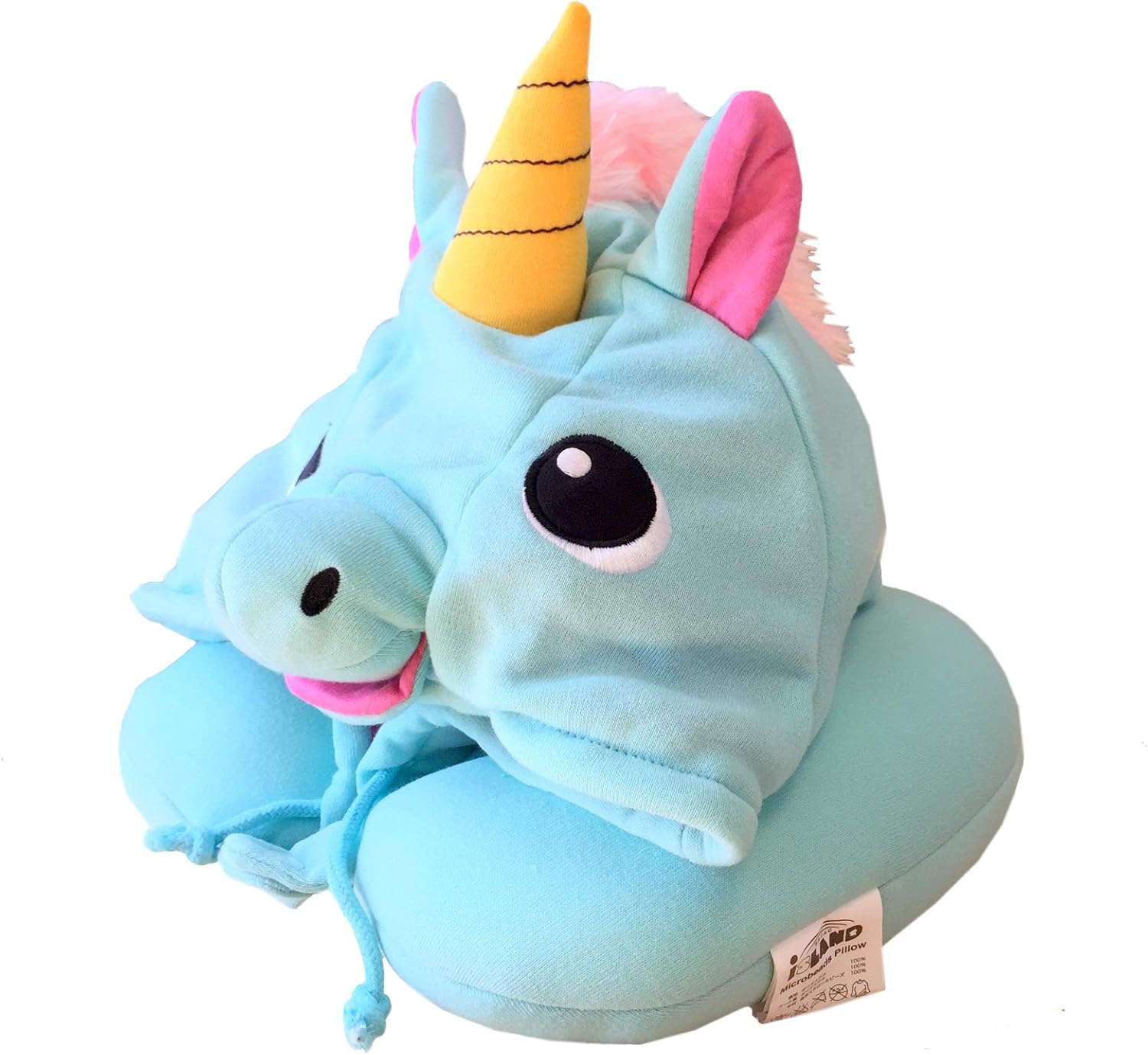 Amazon Com Sazac Animal Neck Support Pillow Soft Cozy Travel Cushion With Adjustable Toggle Attached Hood For Warmth And Privacy Authentic Japanese Kawaii Design Premium Quality Blue Unicorn Home Kitchen