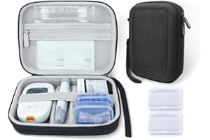 Krypthos Diabetic Supplies Travel Case, Carrying Case for Diabetes Blood Glucose Meter, Portable Diabetes Testing Kit Storage Organizer Bag for Blood Sugar Test Strips, Lancets, Lancing Device