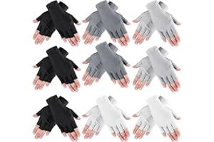 9 Pairs Summer Fingerless Gloves Half Finger Sun Protection Gloves Touchscreen Driving Gloves for Adult