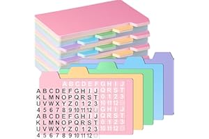 Harloon 52 Pcs Dry Erase Index Card Guide Set Include 50 Index Card Dividers 2 Number Alphabet Sticker with Tabs Photo Dividers for Office Business Back to School Supplies(3 x 5 Inch,Candy)
