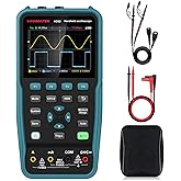 HANMATEK Handheld Digital Oscilloscope 50Mhz Bandwidth with 2 Channels HO52 3.5" TFT Mini Oscilloscope, 2 in 1 Oscilloscope and Multimeter, Backlit Screen, Auto-Calibration Function, Memory Function