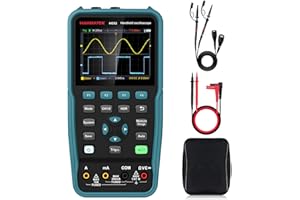 HANMATEK Handheld Digital Oscilloscope 50Mhz Bandwidth with 2 Channels HO52 3.5" TFT Mini Oscilloscope, 2 in 1 Oscilloscope and Multimeter, Backlit Screen, Auto-Calibration Function, Memory Function