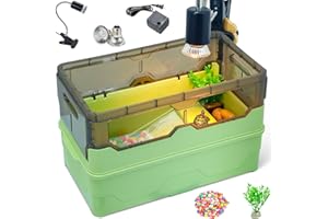 RunDuck Turtle Habitat Tank Kit– Fresh Filtration, Waterplay Fun, Diverse Living, Heat Lamp, Water Pump and Convenient Water Changes in Turtle Tanks Habitat Kits Turtle cage (Green, Medium)