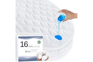 MAGIK & KOVER Baby Bassinet Mattress Pad Cover, Fit for UPPAbaby Bassinet and Moses Basket, 2 Pack Waterproof Quilted Bassinet Mattress Protector, Cotton Terry Surface, 13" x 30"