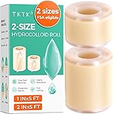 TKTK Hydrocolloid Roll 2 Sizes, Cut-to-Fit Bandages for Pimple &amp; Wounds | 2in x 5ft + 1in x 5ft Pimple Patch Roll Value Pack, Long-Lasting, for Acne &amp; Wounds, Easy-Peel, Waterproof, No Additives