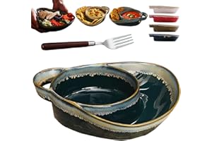 Soup and Sandwich Bowl, 2026 Upgraded Soup and Sandwich Plate Combo, Heat-Resistant Fan Shape Ceramic Split Cereal Bowl with 