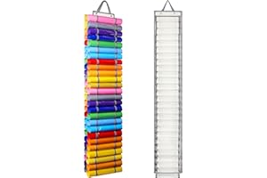 AROUY Vinyl Storage Organizer - Vinyl Roll Holder Wall Mount/Over The Door, Craft Vinyl Storage Rack, Hanging Organizer Storage (52 Compartments, Beige)