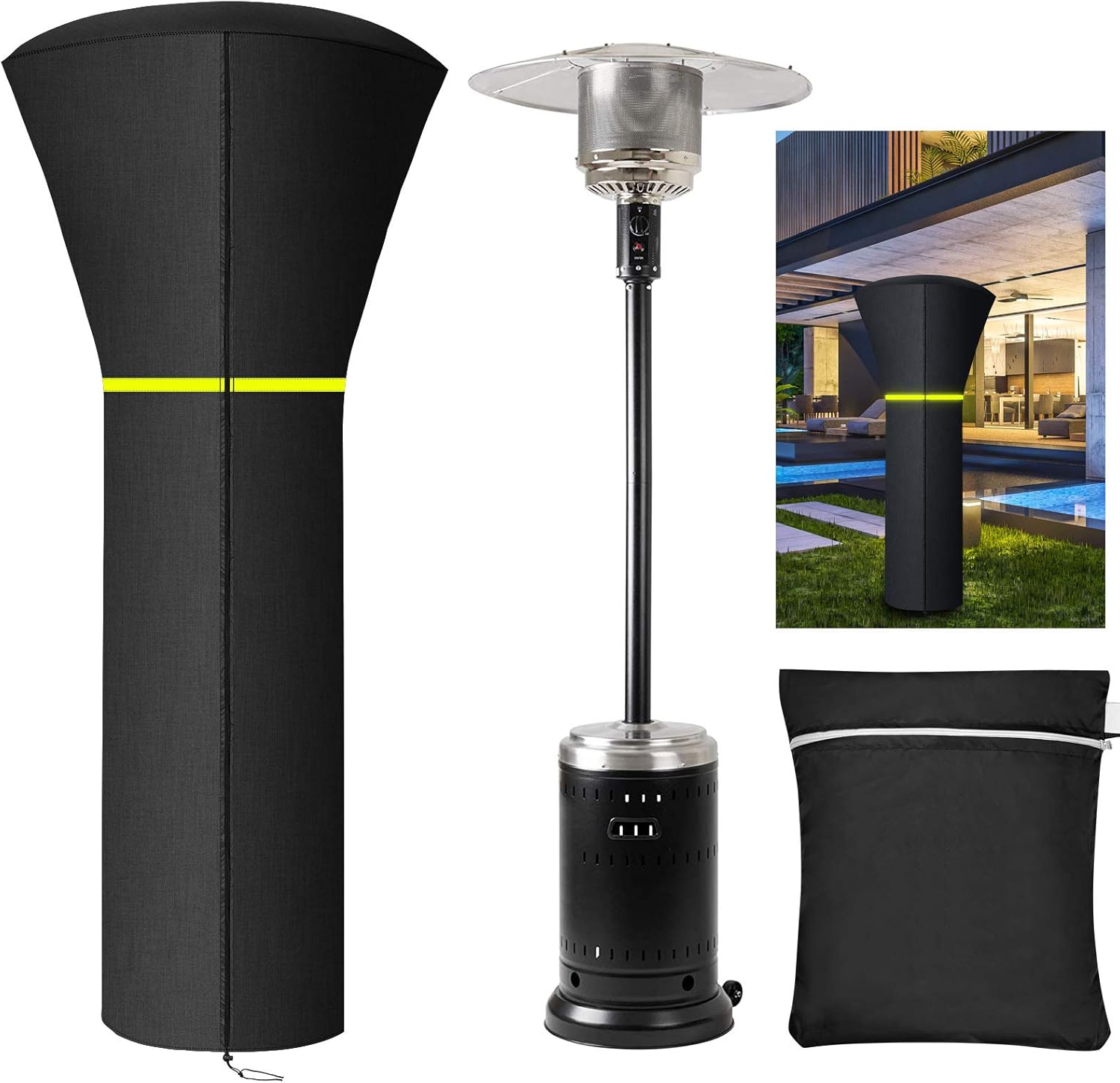 Cover, Heater Outdoor Black Zipper, with Waterproof Covers Heater Patio