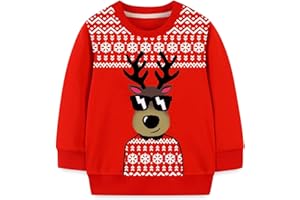 Mrocioa Toddler Boy Girls Sweatshirt Ugly Christmas Sweater Reindeer Shirt Kids Xmas Pullover Sweater Tops 2-7T