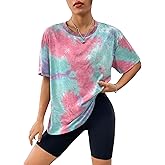 SOLY HUX Women's Tie Dye Shirt Short Sleeve Round Neck Tees Casual T Shirts Summer Tops
