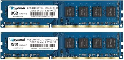 D DUOMEIQI 16GB Kit 2x8GB DDR3 12800 1600MHz PC3L-12800U Desktop RAM 1.35V