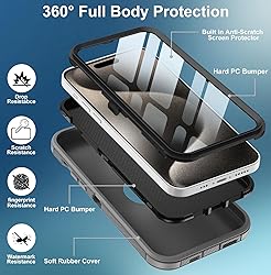 for iPhone 15 Pro Max Case, with Built in Screen