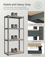 SONGMICS 2 Pack 4-Tier Steel Shelving Unit 520 kg 40 x 80 x 160 cm Grey view 3
