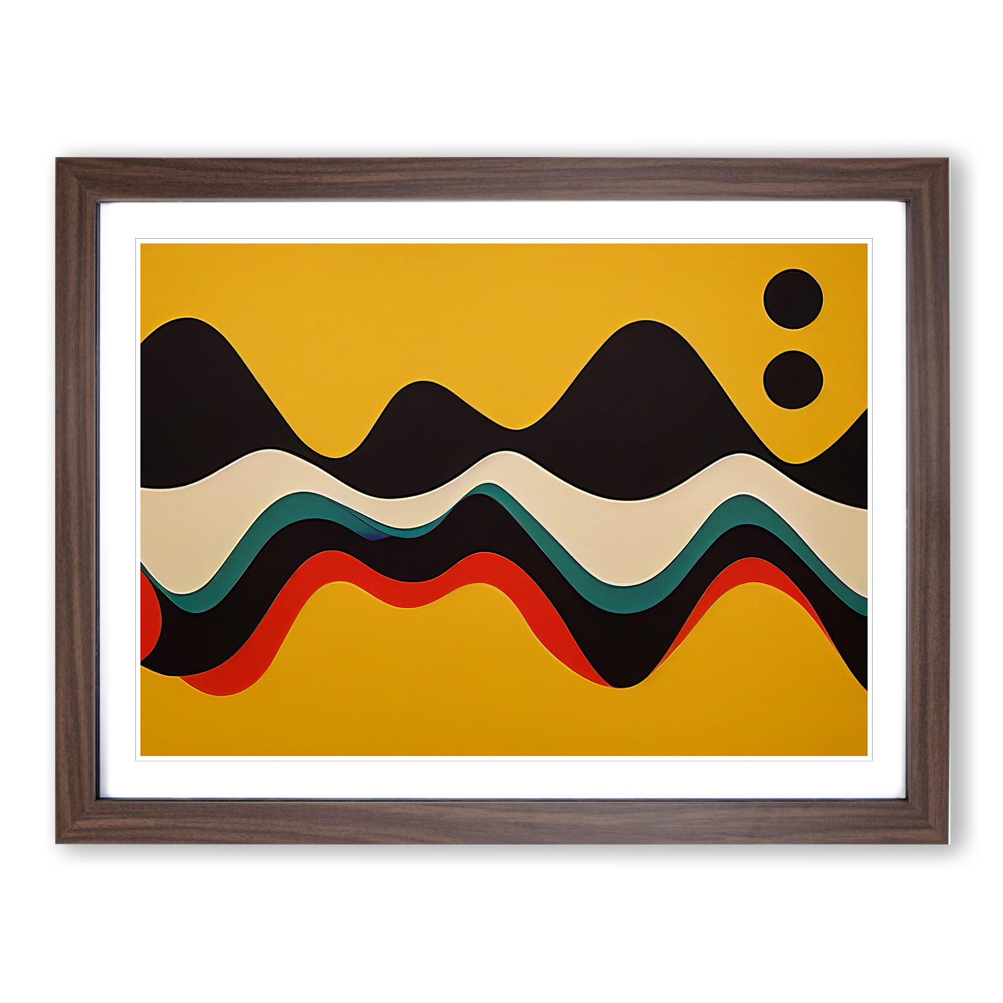 Scandinavian Soundwave Art Abstract Framed Print | A3 Walnut Framed Wall Art | Ready to Hang | Scandinavian Fantasy Picture | Living Room Bedroom Lounge Office