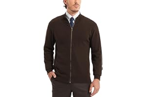 Kallspin Mens Full Zip up Cotton Cardigan Sweater Long Sleeve Stand Collar Regular Fit Knitted