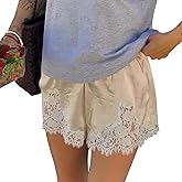 Silk Satin Mini Shorts Women Lace Trim Low Rise Micro Silp Shorts Cute Going Out Pajama Pj Bottoms