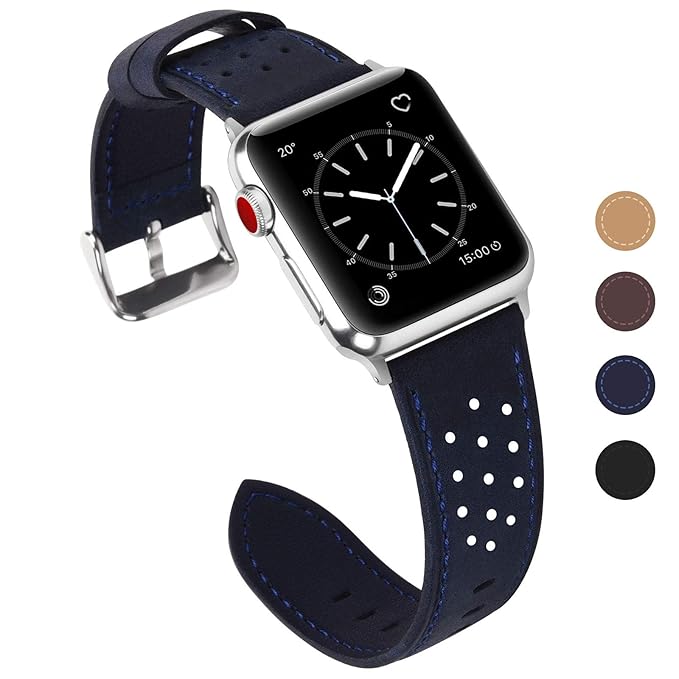 Fullmosa Kompatible Apple Watch Armband 38mm Series3, Breeze Lederarmband Ersatzband für iWatch Armband Serie 3 2 1 Hermes un
