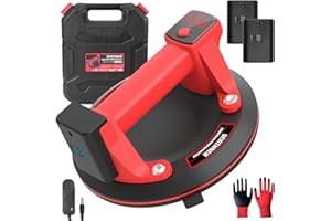 DEWINNER 8" Electric Vacuum Suction Cups Lifter, Heavy Duty Suction Cup with Digital Display, 573Lbs Load, Automatic Vacuum A