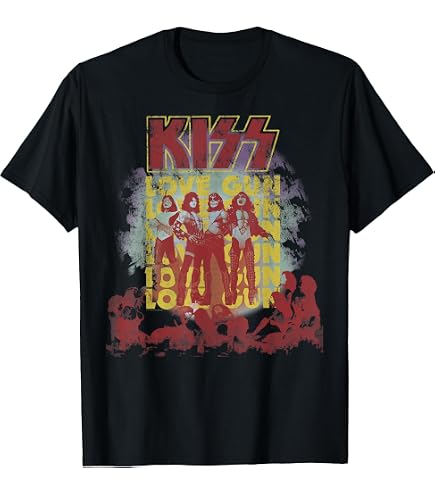 Amazon.com: KISS T Shirt Love Gun Stars Band Logo Official Unisex