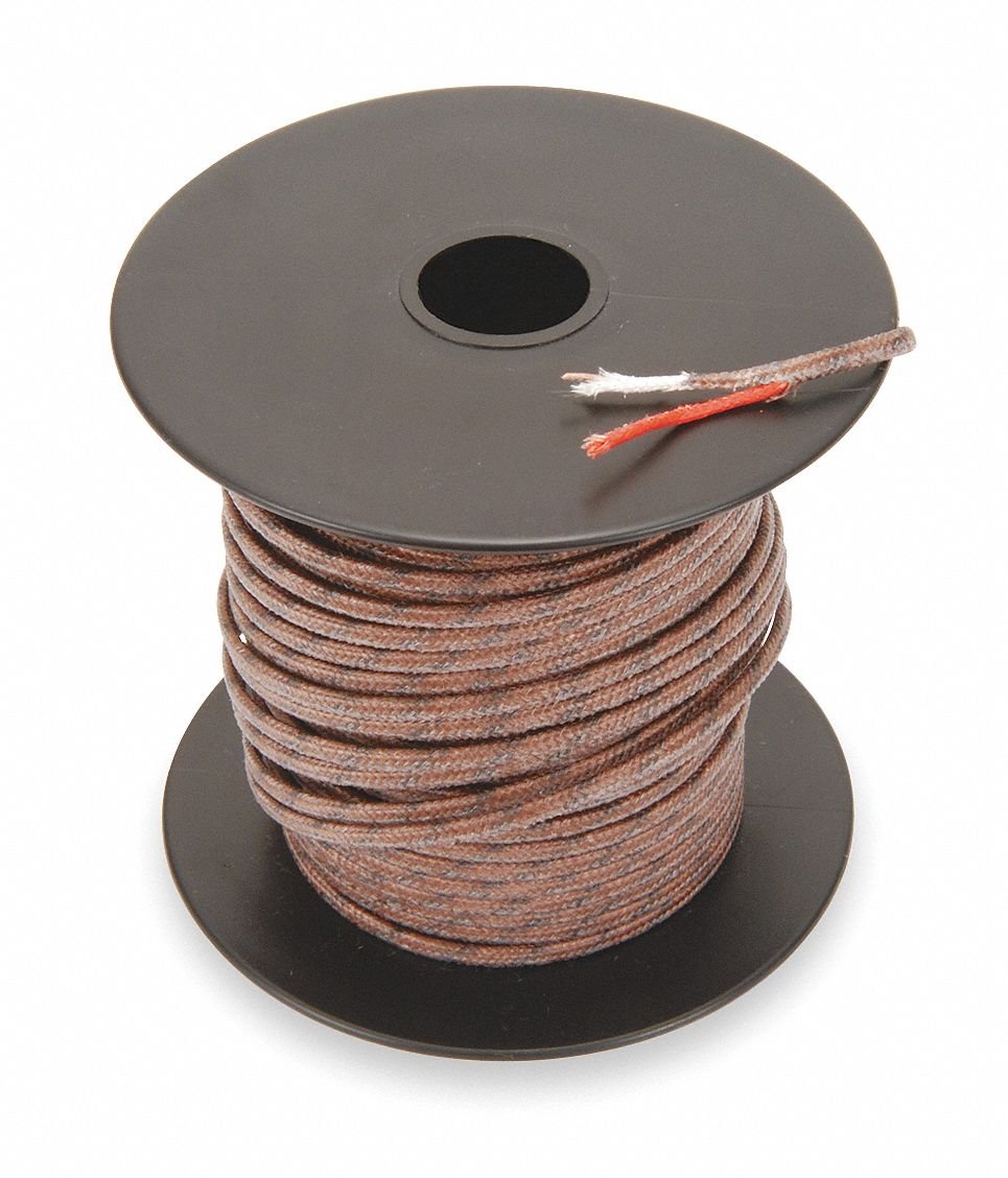 TEMPCO 100 ft. Solid, Fiberglass J Wire Thermocouple Wire with 24 AWG