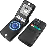 KIHUWEY for iPhone 13 Case Wallet Compatible with MagSafe Wireless Charging, Credit Card Holder, RFID Flip Leather Magnetic Clasp Kickstand Heavy Duty Protective Cover 6.1 Inch (Black)