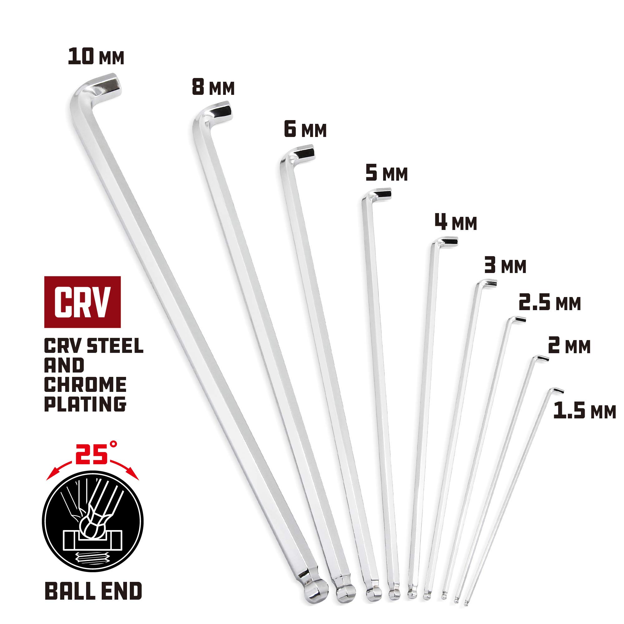 Powerbuilt 9 Piece Metric Stubby Long Arm Ball End