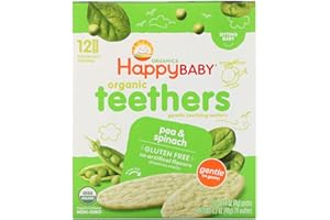 Happy Family Organics, Organic Teethers , Gentle Teething Wafers, Sitting Baby, Pea & Spinach, 12 Packs, 0.14 oz (4 g) Each -