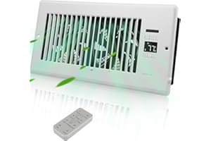 SANYCASA Register Booster Fan 6" x 12" with High-Precision Thermostat Control - Quiet AC Vent Booster Fan - Improved Air Flow for Better Indoor Heating and Cooling - Upgrade Vent Fan Booster White