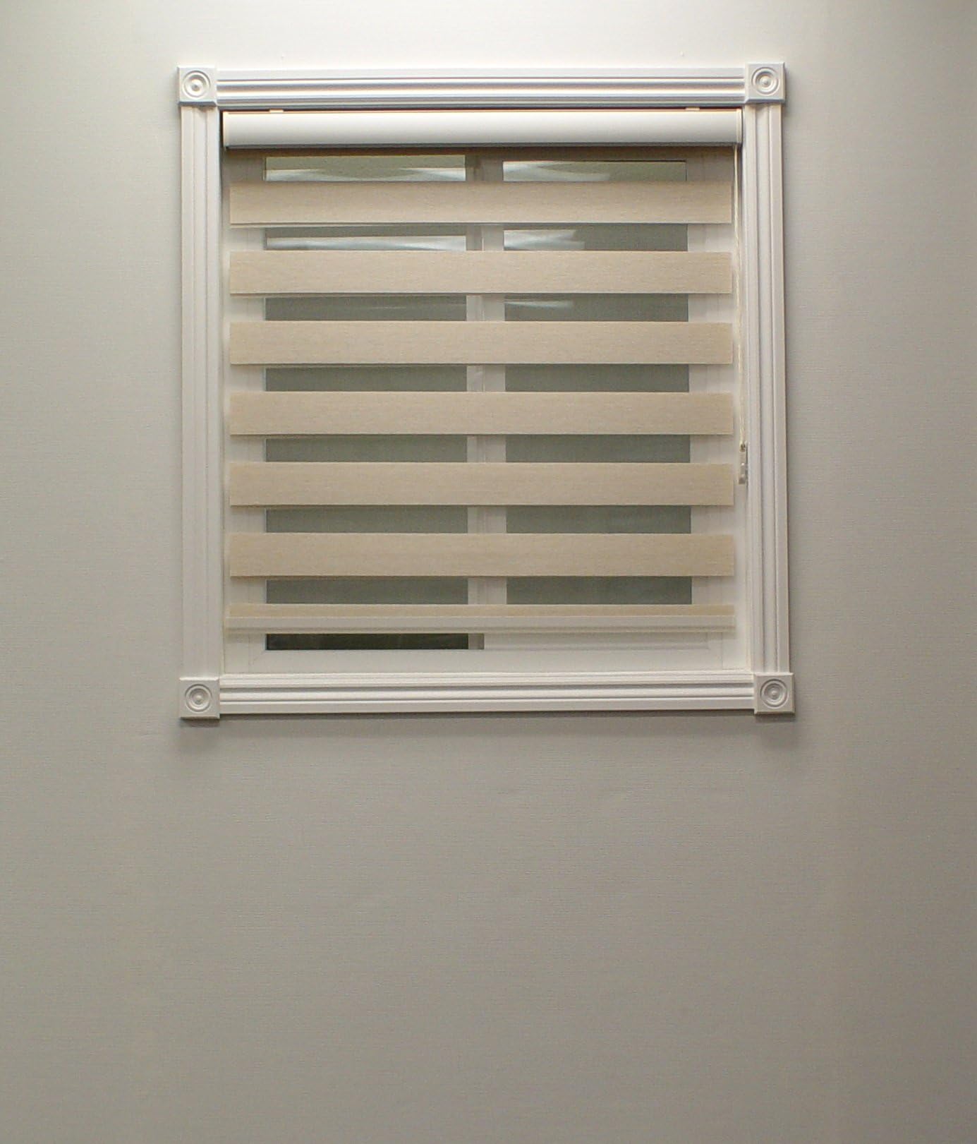 Combi Shade Pre-Made for Window Fashion; Wood Look Zebra Dual Shade Ivory 36in x 60in; DIY