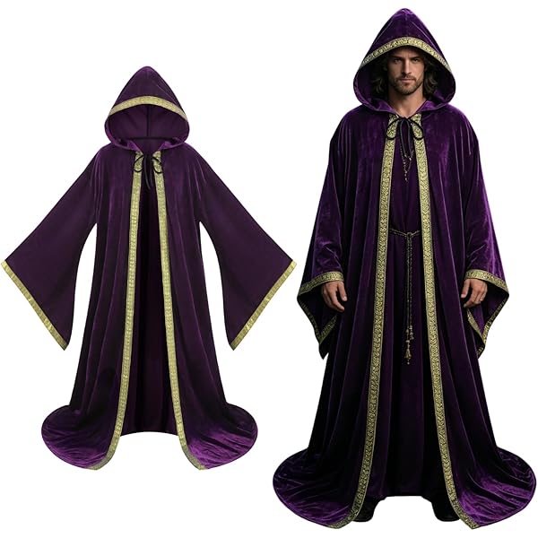 Amazon.com: LuckyMjmy Velvet Wizard Robe with Satin Lined Hood and