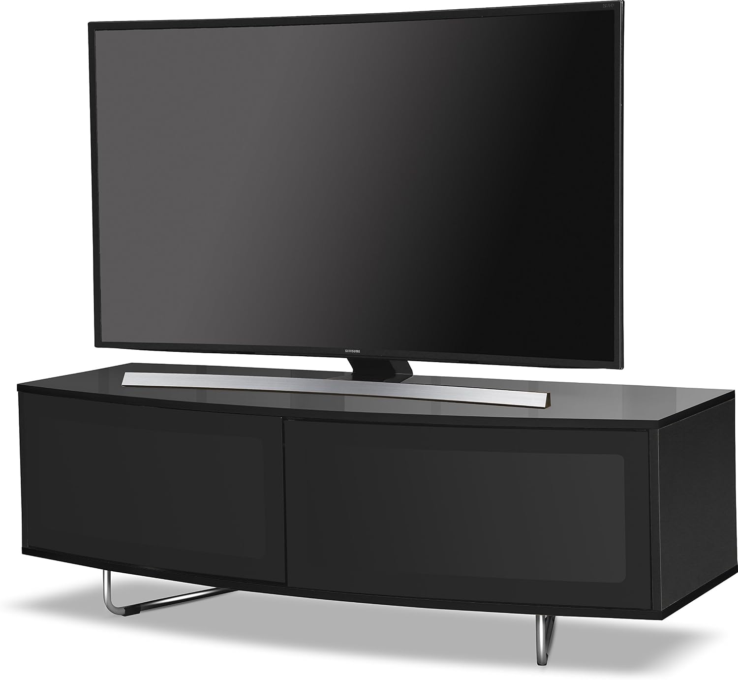 Centurion Supports Caru Gloss Black Beam-Thru Remote Friendly Super-Contemporary D Shape Design 32"-65" LED/OLED/LCD TV Cabinet - Image 4