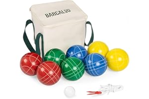 Barcaloo Bocce Ball Set with 8 Premium Resin Balls, Pallino, Carry Bag & Measuring Rope