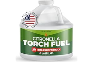 Houswise Torch Fuel (1 Gallon) - Citronella Oil for Torches for Outside, Lantern Liquid Paraffin Lamp Oil Fuel, Scented Lamp Outside Citronella Torches Outdoor Paraffin