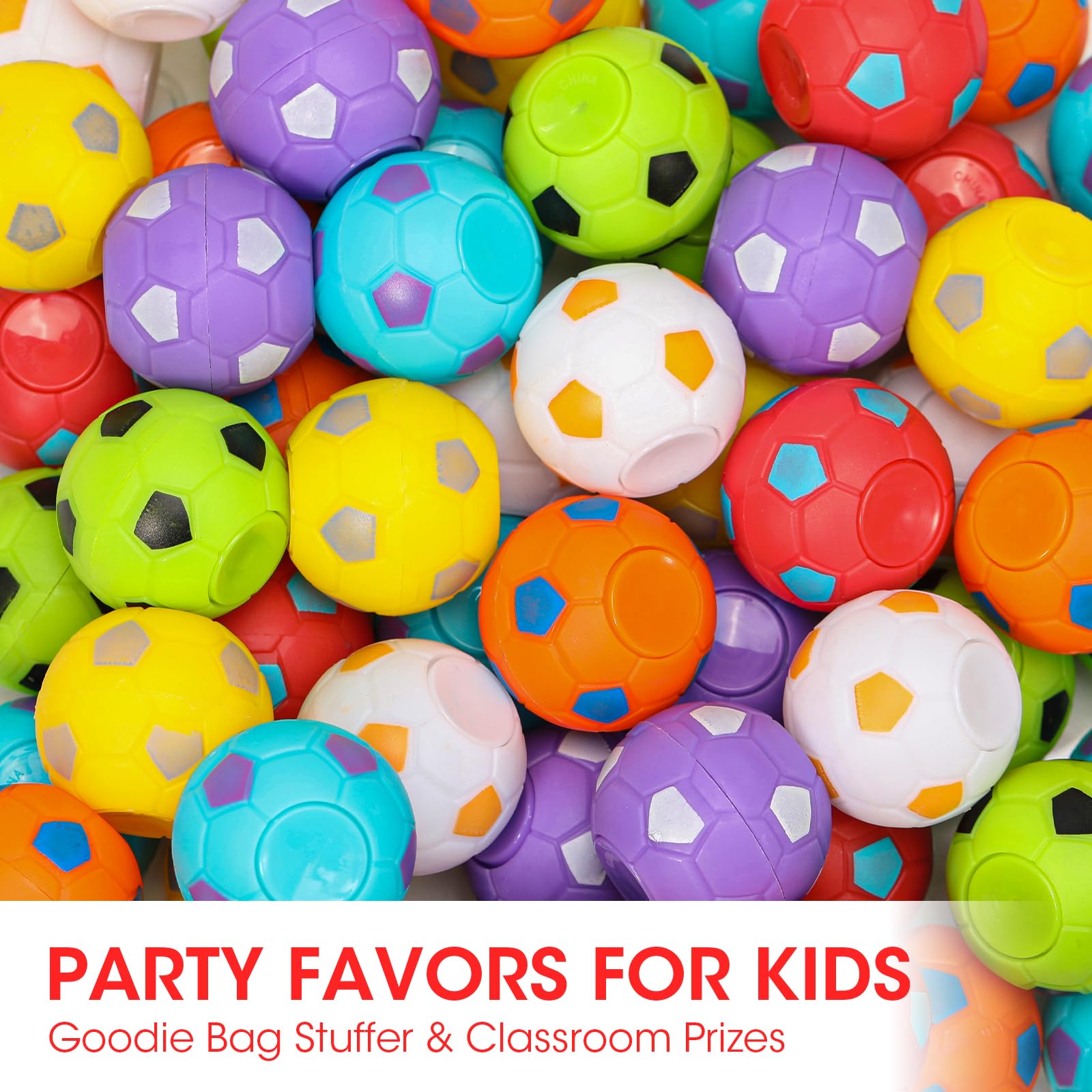 AZEN 24 Pcs Soccer Party Favors for Kids 4-8 8-12, Mini Fidget Spinners Soccer Ball Toys, Goodie Bags Stuffers for Birthday Party, Treasure Box Toys for Classroom, Return Gifts for Kids