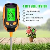 Flintronic 4-in-1 Soil Tester pH Moisture Temperature Light LCD Indoor Outdoor view 5