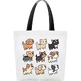 Dog Canvas Tote Bags For Women, Doggie Shoulder Bags, Birthday Christmas Gifts For Women Friend Colleague Dog Lover Dog Owner Dog Mom, Puppy Themed Reusable Shopping Bag For Work Travel Holiday -59