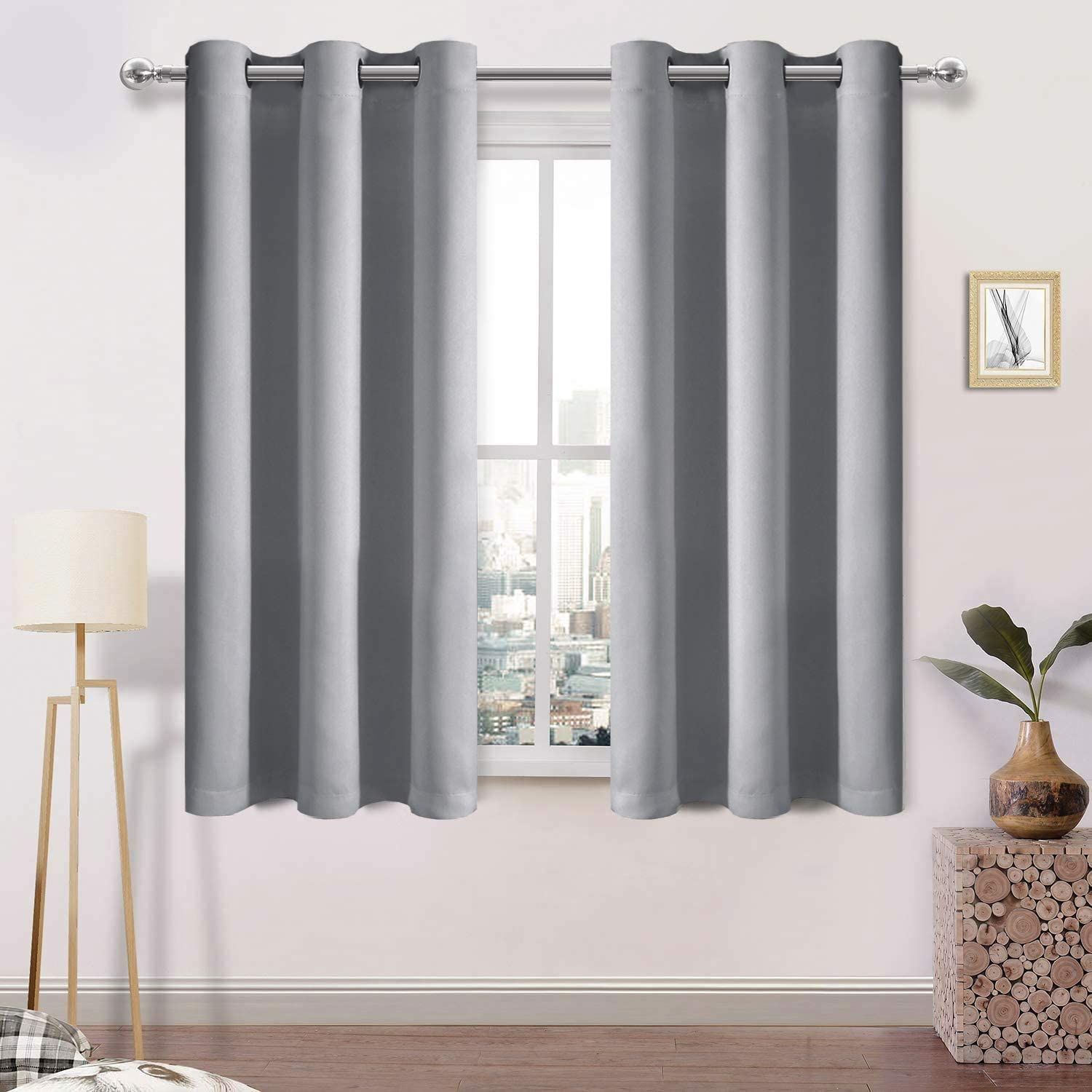 DWCN Blackout Curtains - Bedroom & Living Room Curtains, Eyelet Silver Grey, Thermal, 46 x 54 Inch, 2 Panels