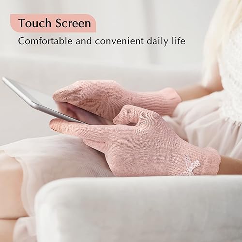 Evridwear Beauty Cotton Gloves with Touchscreen Fingers for SPA