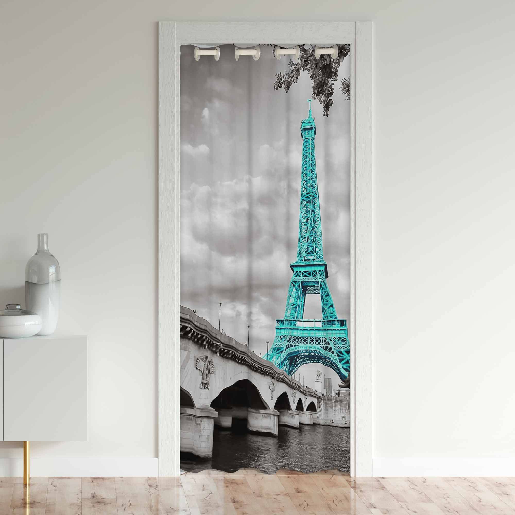 Loussiesd Eiffel Tower Blackout Curtains Window Paris Treatments Doorway Curtain Room Darkening Paris Decor Valentines Thermal Insulated Blackout Curtains for Doors with Windows 132x203cm 1 Panel
