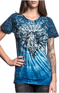 SINFUL Aloe Vera S3760 Women`s New Black//Charcoal Scoop Neck Top By Affliction
