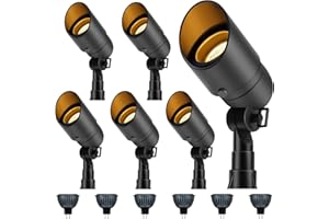Gardencoin Low Voltage Landscape Spotlight, 12V LED Outdoor Landscape Lighting, Landscape Spot Lights Wired for Garden and Yard, Aluminum Up Lighting Fixture with 5W MR16 Replaceable Bulb (6 Pack)