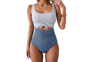 Eomenie Women's One Piece Swimsuit Tummy Control Slimming Bathing Suit Cutout Tie Knot Swimwear