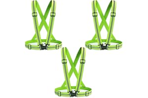 Oslynia Reflective Vest Set, Green Safety Running Vest, Adjustable High Visibility Vests for Men Women