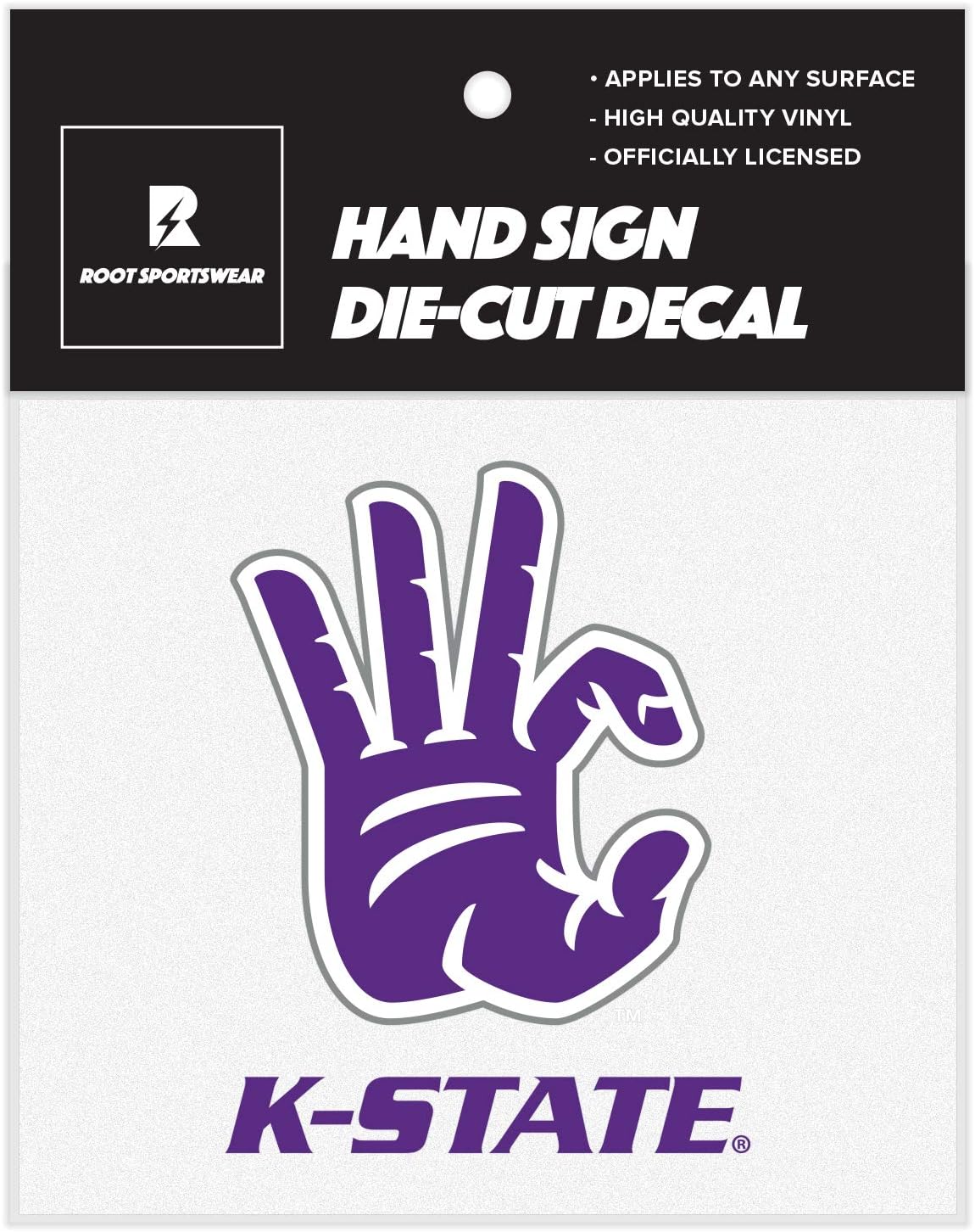 NCAA College Hand Sign 5"x5" Vinyl Die-Cut Car Decal Sticker (Kansas State Wildcats)