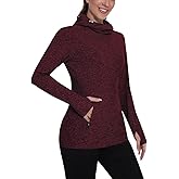 Soneven Women's Fleece Running Pullover Sweaters Winter Cowl Neck Sweatshirt Thermal Shirt Athletic Sweaters with Thumbholes