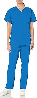 CherokeeMen and Women Scrub Set, V-neck Scrub Top with Drawstring Pants WW530C