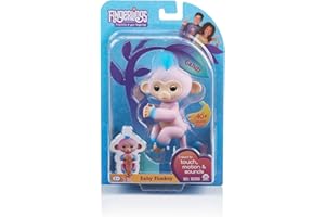 WowWee Fingerlings 2Tone Monkey - Candi (Pink with Blue Accents) - Interactive Baby Pet (3722)
